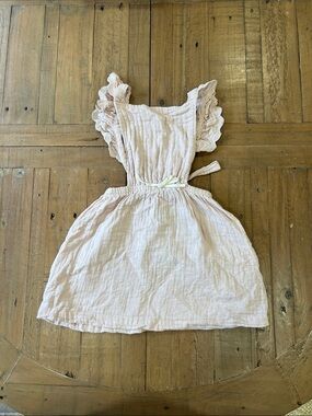 Jamie Kay gauzy cotton jumper dress 4 years pink lace tie back